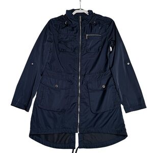 BCBGeneration Navy Blue Semi-Memory Hooded Anorak Utility Jacket - S